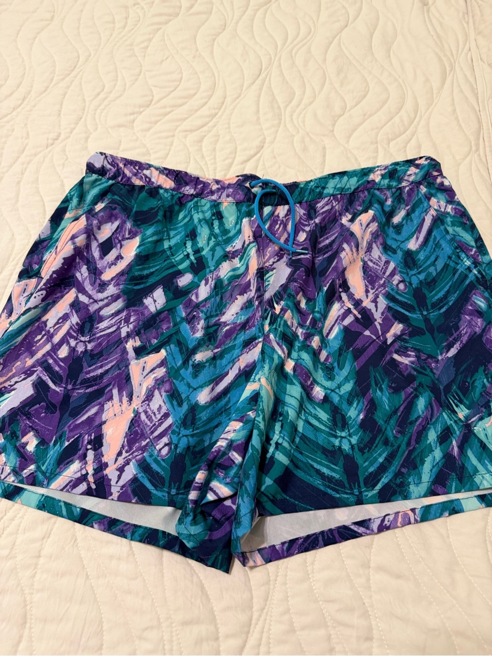 Reel Legends Women's Abstract Athletic Shorts - Teal, Purple & Pink